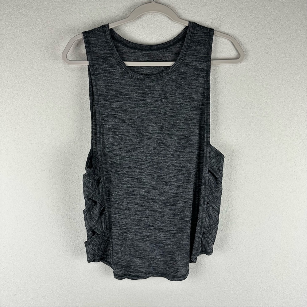 Lululemon Heathered Black Var-City Muscle Athletic Athleisure Tank Top Size 0